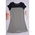 Short Sleeve Striped Shirt Knitted Fabric Striped Patchwork Dress Supplier